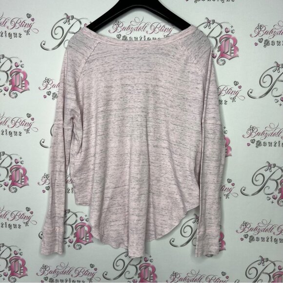 tna Aritzia pink long sleeve heathered pink grey high low sides comfy stretchy - Picture 5 of 6